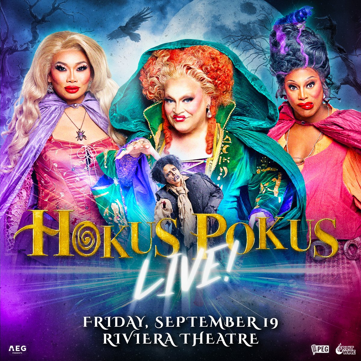 The Riviera Theatre (@therivchicago) on Twitter photo Hokus Pokus Live! comes to the Riviera Theatre on Friday, Sept 19 for a wickedly spoopy fully scripted theatrical experience with <a href="/TheGingerMinj/">Ginger Minj</a>, <a href="/jujuboston/">JUJUBEE</a>, and <a href="/sapphiracristal/">Sapphira Cristál (THE CRISTÁL BALL: OUT NOW!)</a> as the legendary Sisters and Landon Cider as Billy.
Get tix Friday at 10am: bit.ly/hokuspokus-chi Hokus Pokus Live! comes to the Riviera Theatre on Friday, Sept 19 for a wickedly spoopy fully scripted theatrical experience with <a href="/TheGingerMinj/">Ginger Minj</a>, <a href="/jujuboston/">JUJUBEE</a>, and <a href="/sapphiracristal/">Sapphira Cristál (THE CRISTÁL BALL: OUT NOW!)</a> as the legendary Sisters and Landon Cider as Billy.
Get tix Friday at 10am: bit.ly/hokuspokus-chi