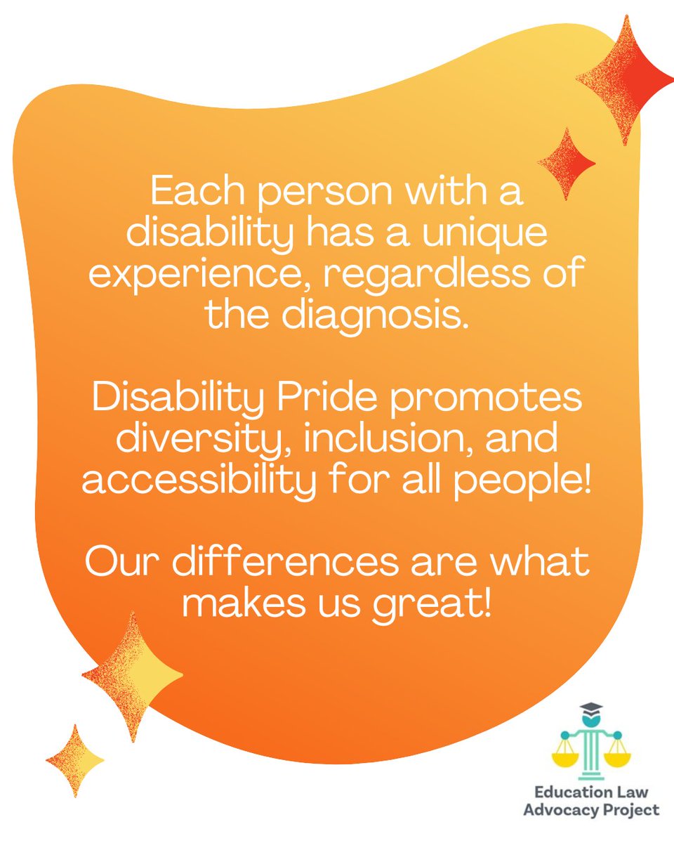 elap_smrls's tweet image. Happy Disability Pride Month! ELAP celebrates the unique ways that people with disabilities thrive in their communities. 

If you have questions about what Special Education, Section 504 plans, or accommodations might look like for your student, we would be happy to answer them!