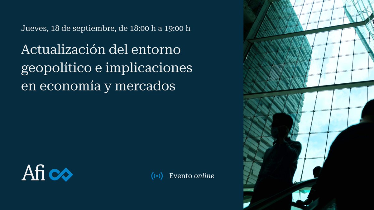 Afi (@afi_es) on Twitter photo El 18 de septiembre, a las 18.00 h, analizaremos el entorno #geopolítico y su implicación en #economía y #mercados.
- <a href="/JMAafi/">Jose Manuel Amor</a>, socio director de Análisis Económico y de Mercados de Afi
- Raúl Viñas, analista de Afi.
Inscríbete ▶️
share.hsforms.com/1G7R96uQASUG1z… El 18 de septiembre, a las 18.00 h, analizaremos el entorno #geopolítico y su implicación en #economía y #mercados.
- <a href="/JMAafi/">Jose Manuel Amor</a>, socio director de Análisis Económico y de Mercados de Afi
- Raúl Viñas, analista de Afi.
Inscríbete ▶️
share.hsforms.com/1G7R96uQASUG1z…