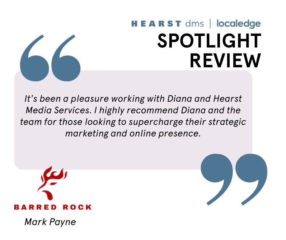 LocalEdge's tweet image. Thank you so much for your kind words and recommendation! At Hearst Media Services, we take pride in delivering strategic marketing solutions. Diana and the entire team sincerely appreciate your support and trust!