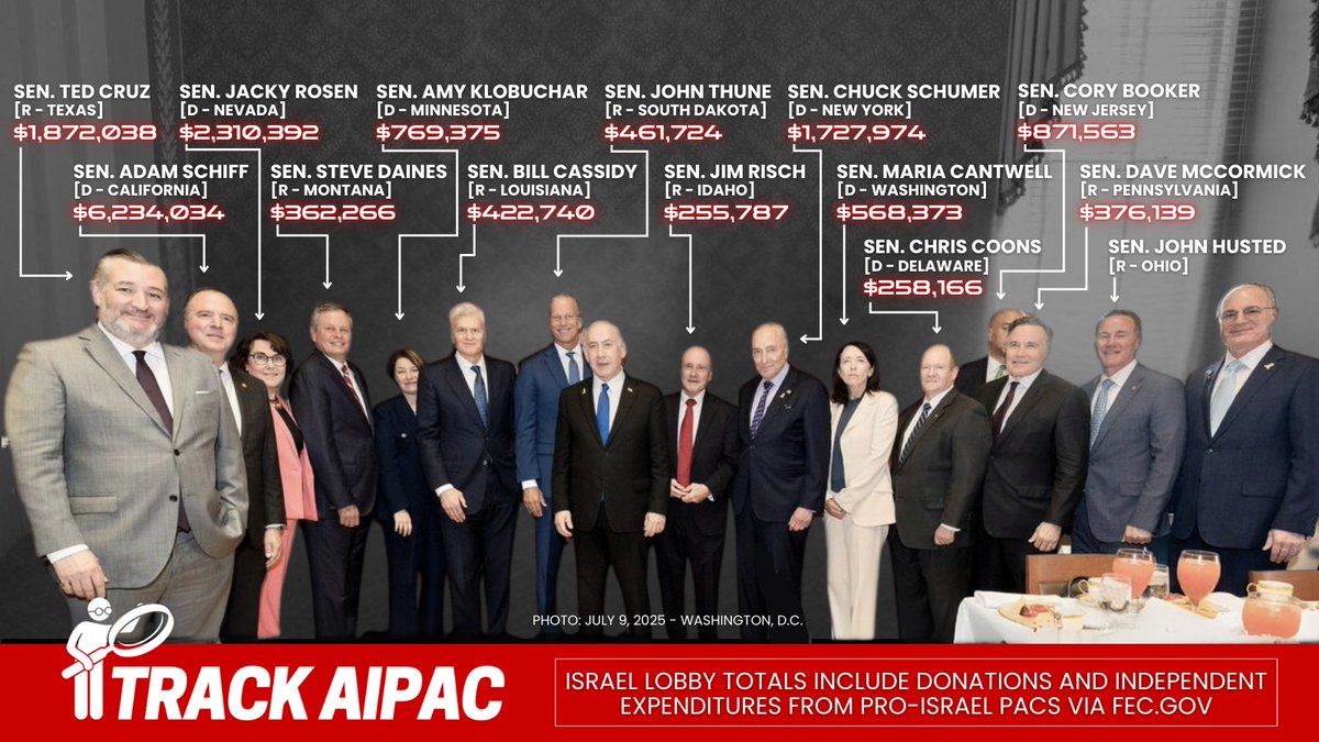 These 14 US Senators smiled for photos with Benjamin Netanyahu, a man wanted for war crimes, while at least 7 Americans have been killed since October, including 20-year-old Floridian Sayfollah “Saif” Musallet, who was beaten to death while visiting family in the West Bank.