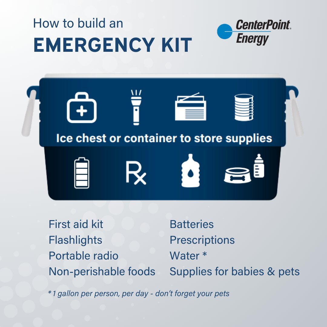 Build an #emergencykit together with your family, taking into consideration each person’s needs. Confirm you have a 14-day supply of non-perishable food items and water. In addition to flashlights and batteries, include cleaning supplies and toys and activities. Learn more ways