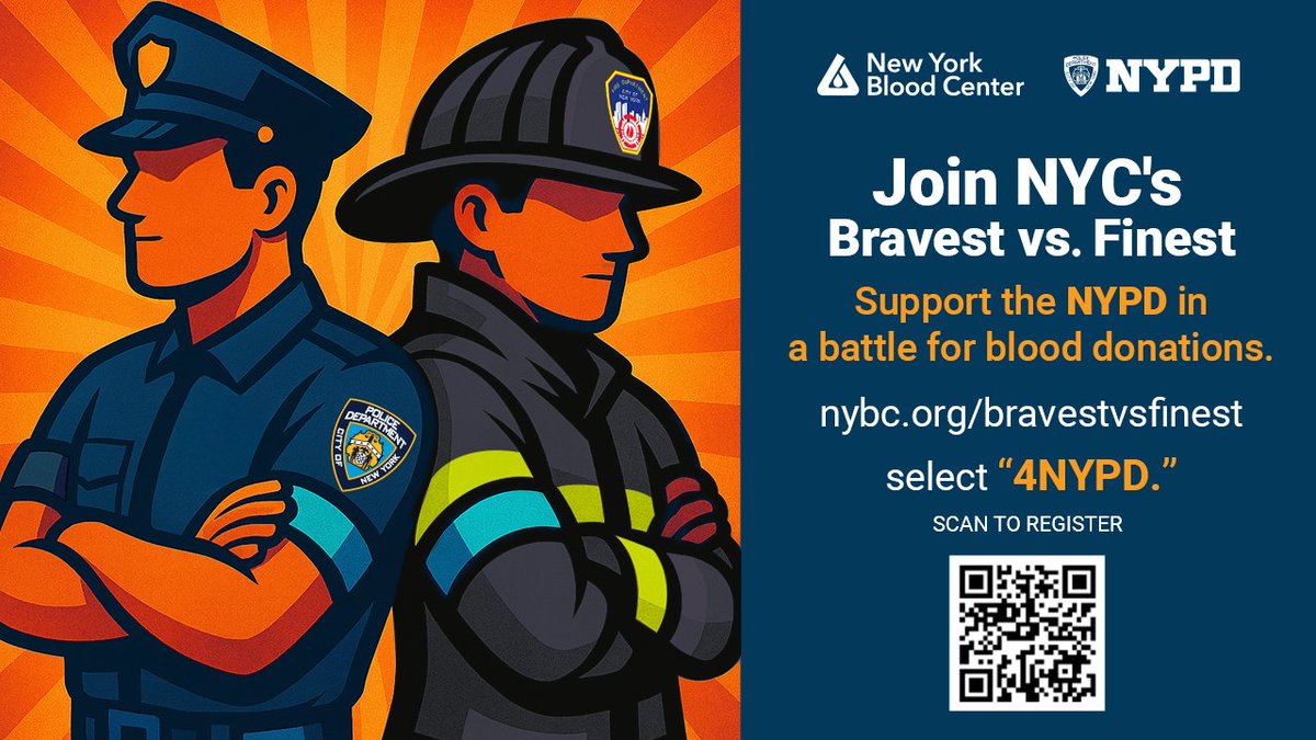 Join NYC's Bravest vs Finest challenge by supporting your local heroes in a battle for blood donations.

Register today and select "4NYPD" nybc.org/BravestVsFinest

A blood drive will be held at 25 Central Ave on 7/16 (12-6PM)