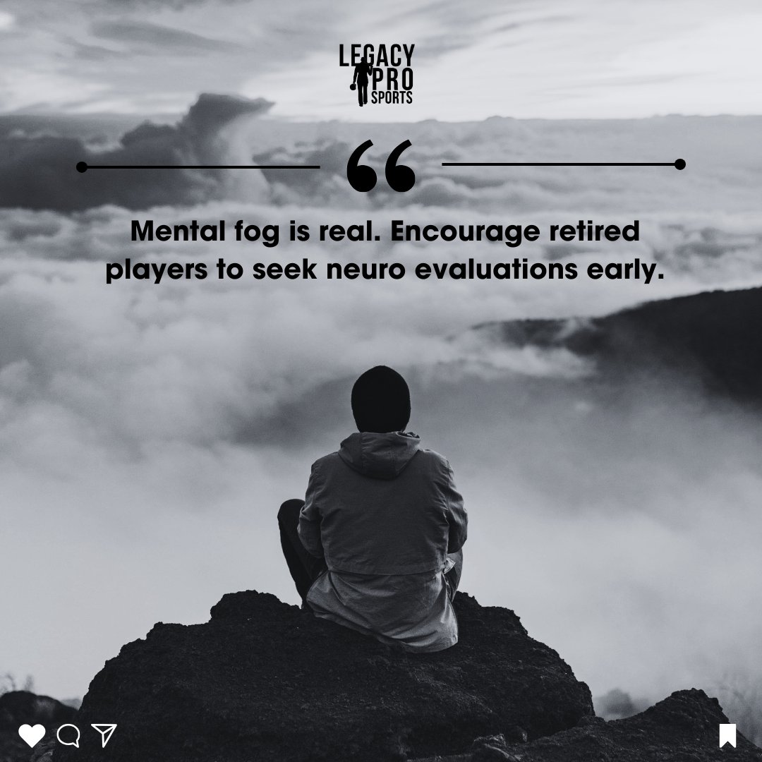 Mental fog is real. 🧠
Retired players, don’t wait.

Seek neuro evaluations early.
Your mind matters.

#CTEAwareness #MentalFog #LegacyProSports #BrainHealth #EarlyIntervention #PostGameCare