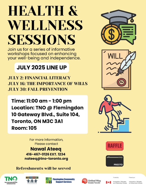 Join us for a workshop on the Importance of Wills this Wednesday, July 16 from 11:00 am to 1:00 pm at 10 Gateway Blvd (TNO Office)