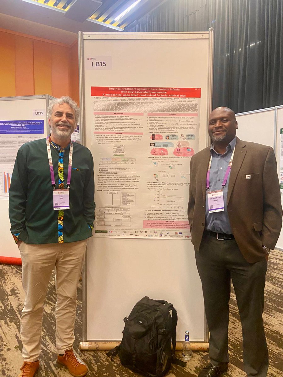Prof. Pablo Rojo, Global/Chief Principal Investigator for the EMPIRICAL study, is participating in IAS 2025 in Rwanda! Here’s a great photo moment with UNC Project's Assoc. Prof. Tisungane Mvalo at the conference. We celebrate collaboration and innovation in the field! #IAS2025