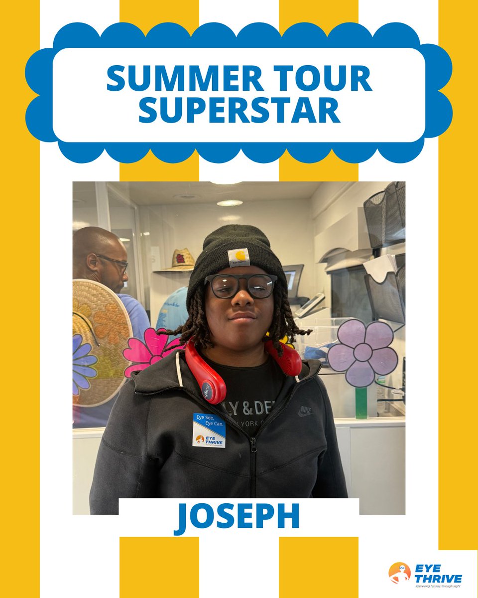 Eye_Thrive's tweet image. Meet Summer Tour Superstar Joseph! 🌟
The first child served on our second Mobile Vision Clinic—and he threw the first pitch at the @Cardinals game that night! ⚾
This honor roll student is ready to shine in his new glasses. 💛
#SummerTourSuperstar #GlassesForTheLou