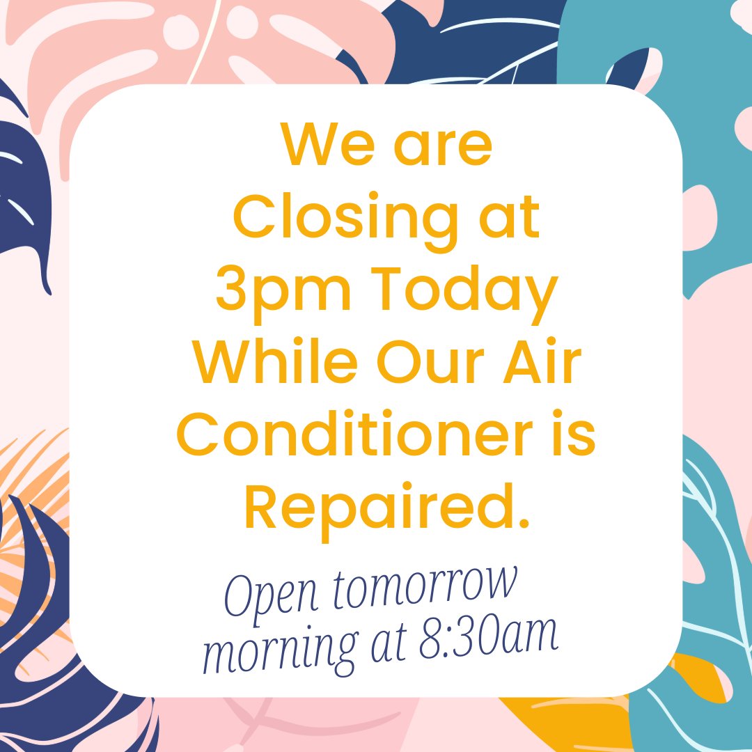 SystemsPlusCom1's tweet image. We’re keeping it cool!

We apologize for the inconvenience, but we’ll be closing at 3pm today for AC repairs. 🌬️ Join us tomorrow at 8:30am for all your computer needs!

#CustomerCare #TechSupport #StayCool