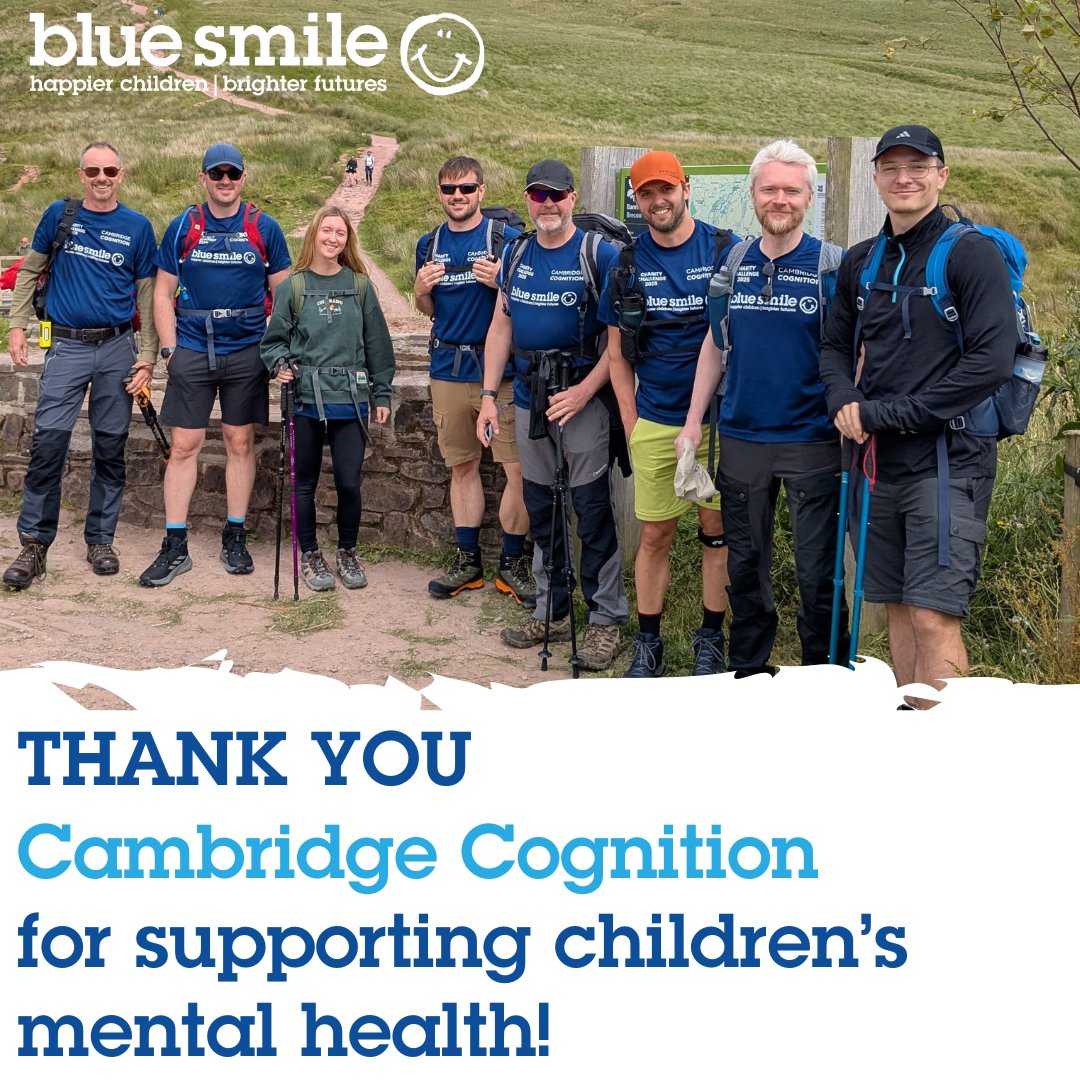 Blue Smile (@bluesmilecam) on Twitter photo A huge thank you to Cambridge Cognition for supporting children's mental health, raising over ÂŁ2000 this year. Most recently, they took on the incredible challenge of climbing the Welsh 3 peaks. We're so grateful for your support đź’™
<a href="/CANTABconnect/">Cambridge Cognition</a>
#ChildrensMentalHealth A huge thank you to Cambridge Cognition for supporting children's mental health, raising over ÂŁ2000 this year. Most recently, they took on the incredible challenge of climbing the Welsh 3 peaks. We're so grateful for your support đź’™
<a href="/CANTABconnect/">Cambridge Cognition</a>
#ChildrensMentalHealth