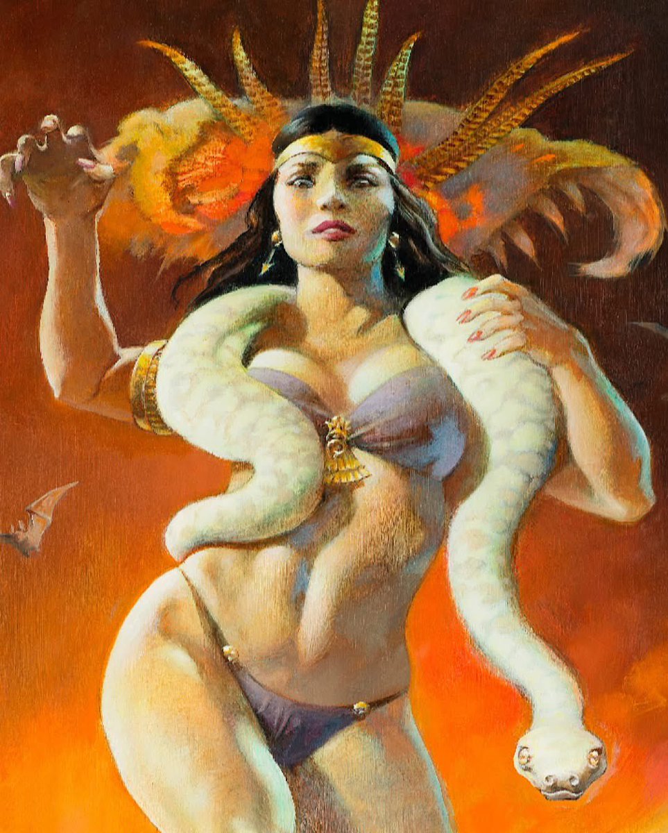 frazettagirls's tweet image. Unused poster art for the 1996 Robert Rodriguez @rodriguez vampire thriller. The studio ultimately passed on this striking rendition of Salma Hayekโs (@salmahayek) iconic serpent dancer, opting instead for a photo manipulated design that emphasized George Clooneyโs star power.โฆ
