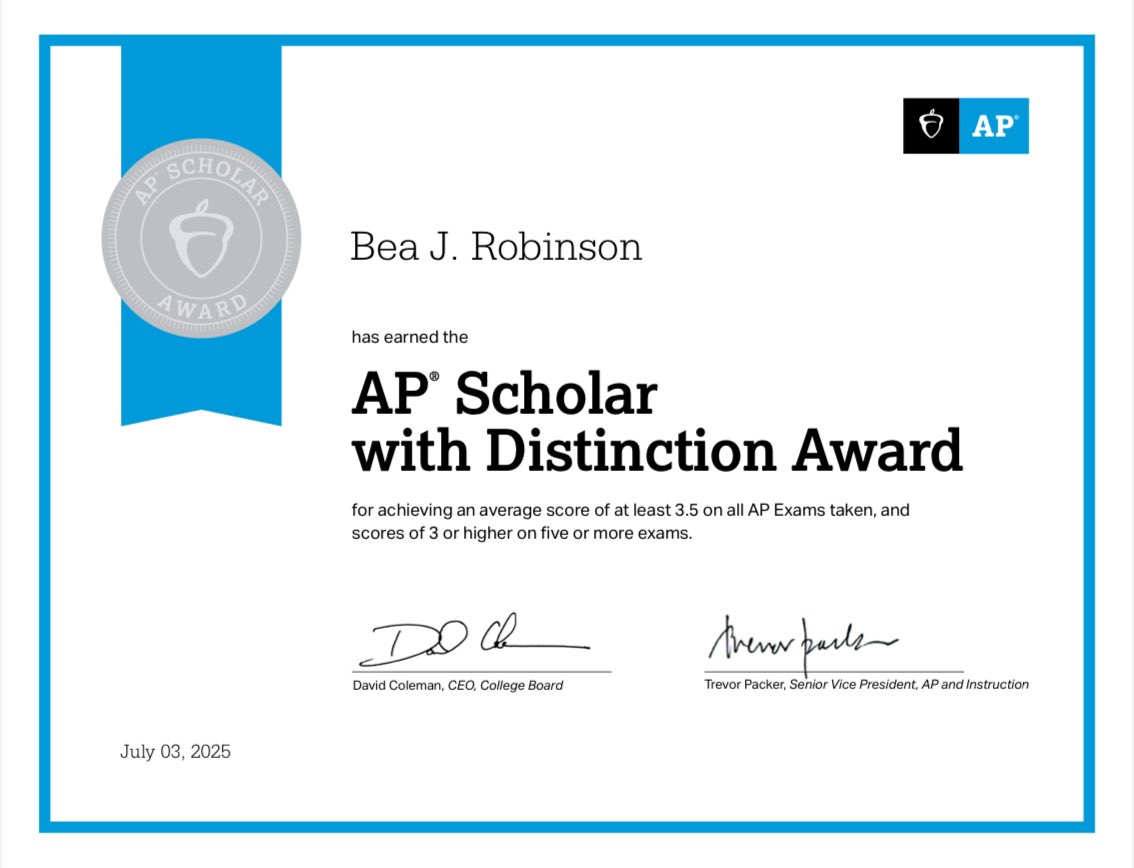 AP Scholar with Distinction!!