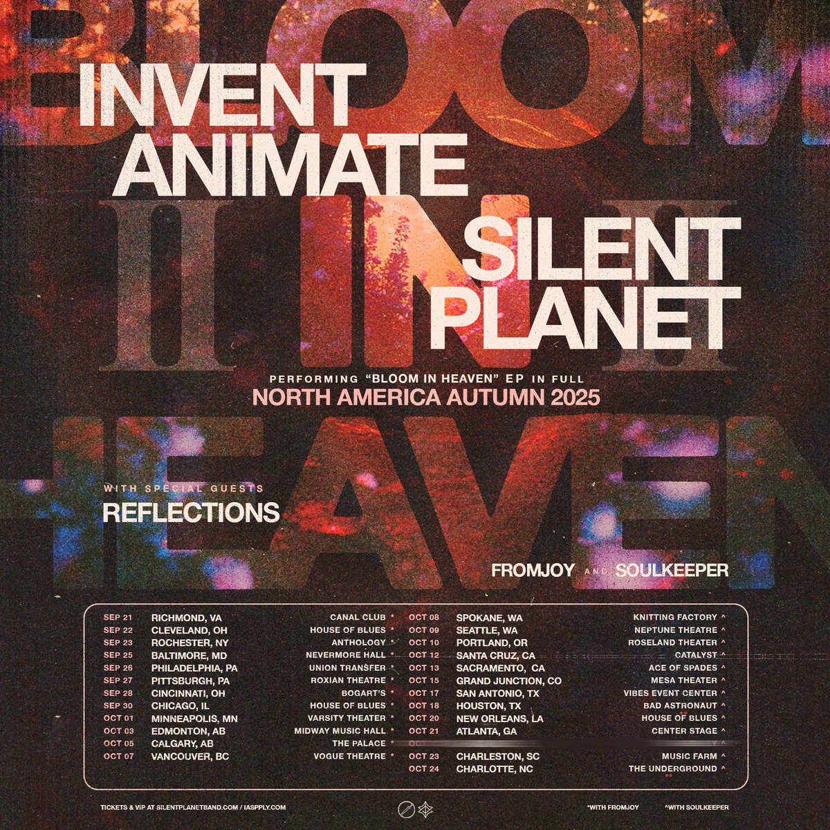 Invent_Animate's tweet image. Excited to bring you the Bloom In Heaven Tour, part II. VIP on sale now, general on sale 10 am local time.