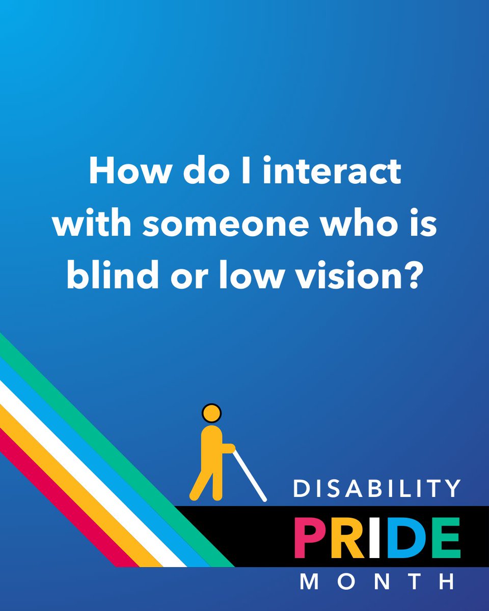 PerkinsVision's tweet image. July is #DisabilityPrideMonth, and people with disabilities make up 15% of the world's population. 💙 Check out these 3 tips for interacting with individuals who are #Blind or #LowVision.🧑🦯