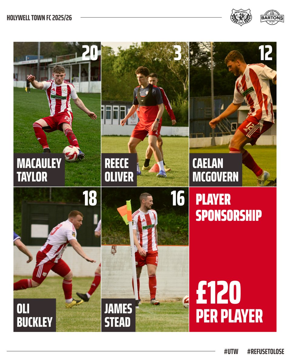 Holywell Town Football Club (@holywelltownfc) on Twitter photo Get your name or business seen all season for just Β£120. Player sponsors appear on goal graphics and club posts, putting your brand in front of thousands each week.
Support the club and boost your visibility.
Email tracey@holywelltownfc.co.uk for details. Get your name or business seen all season for just Β£120. Player sponsors appear on goal graphics and club posts, putting your brand in front of thousands each week.
Support the club and boost your visibility.
Email tracey@holywelltownfc.co.uk for details.