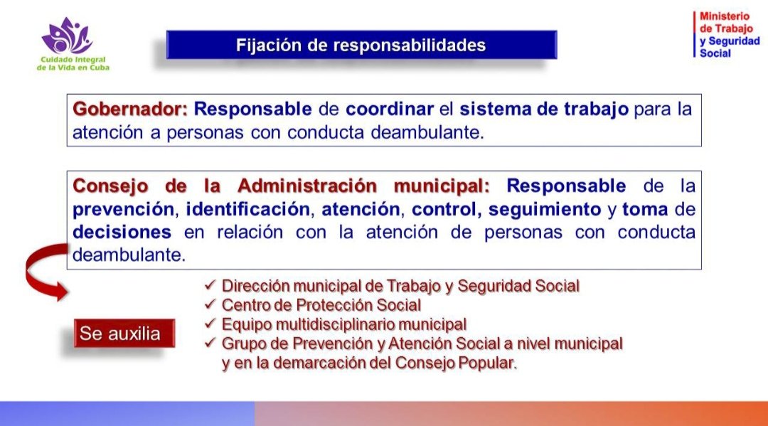 La política para la atención de personas con conducta deambulante se perfecciona en 2025, se conceptualiza esta condición para la identificación correcta y temprana y se definen las responsabilidades del gobierno en su solución #Cubaprotege
