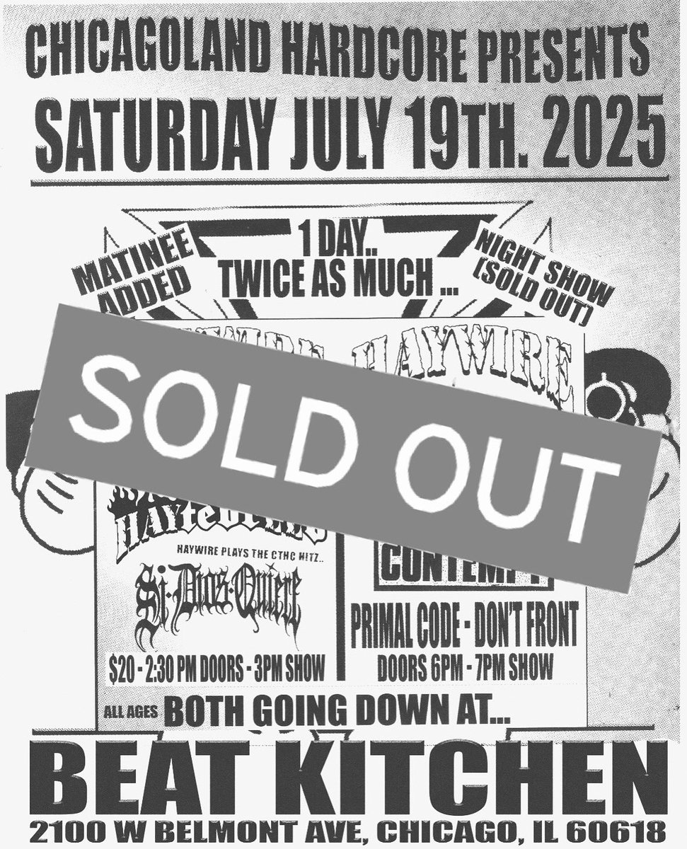 A full day of hardcore at beat kitchen SOLD OUT!