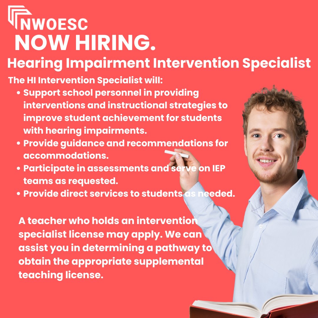 A unique &amp; rewarding position on our NwOESC Special Education team is open!  All the details and link to apply can be found here: nwoesc.schoolspring.com/?jobid=5263530