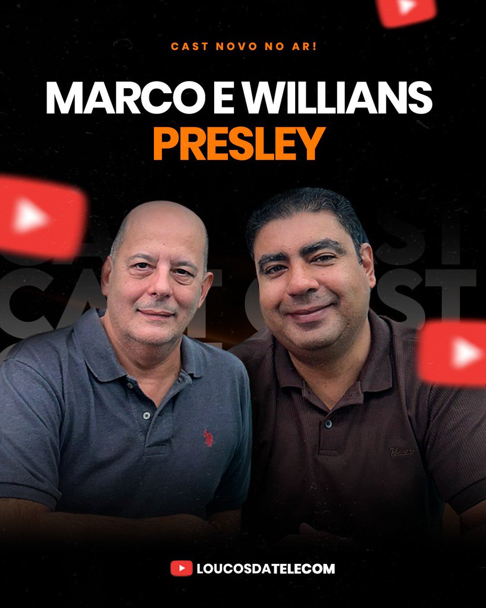 LoucosdaTelecom's tweet photo. Salve Loucos! 🧡

Saiu mais um episódio do Cast dos Loucos com nossos grandes parceiros Presley Redes onde abordamos sobre toda a linha de passivos que eles possuem para os provedores de internet! 

Então corre lá no canal da Loucos da Telecom no YouTube para conferir! https://t.co/3iebtFMOvv