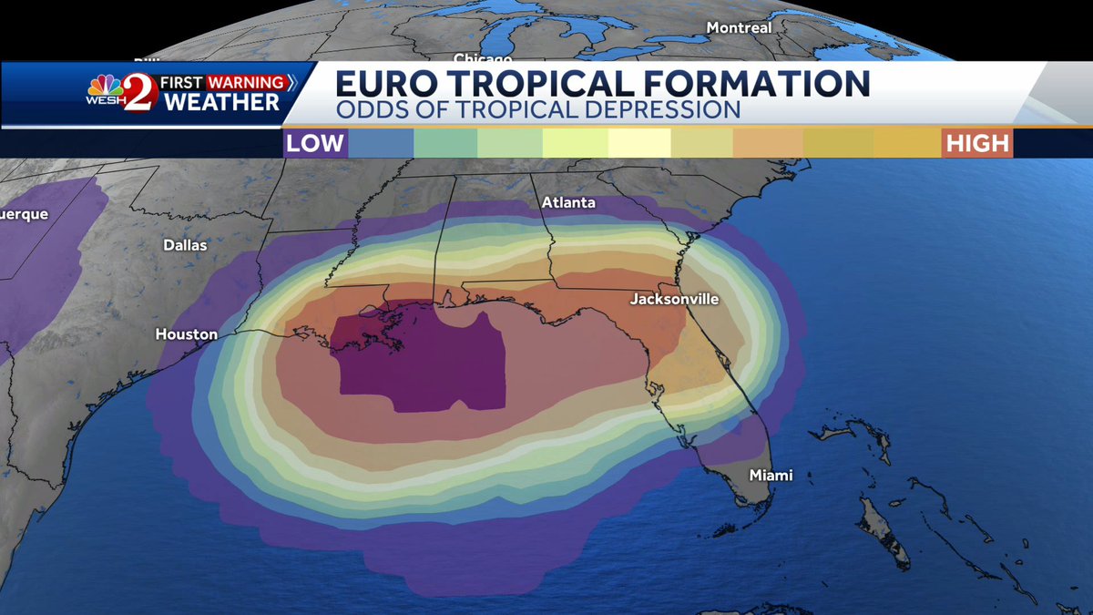 TMainolfiWESH's tweet image. Just wanted to give a quick update on #invest93. This is going to be a big rain maker for #florida then could become a TD or #Dexter as it moves across the #gulf. Flooding is a big concern today for Central Florida. Stay with #weshwx for updates throughout the day