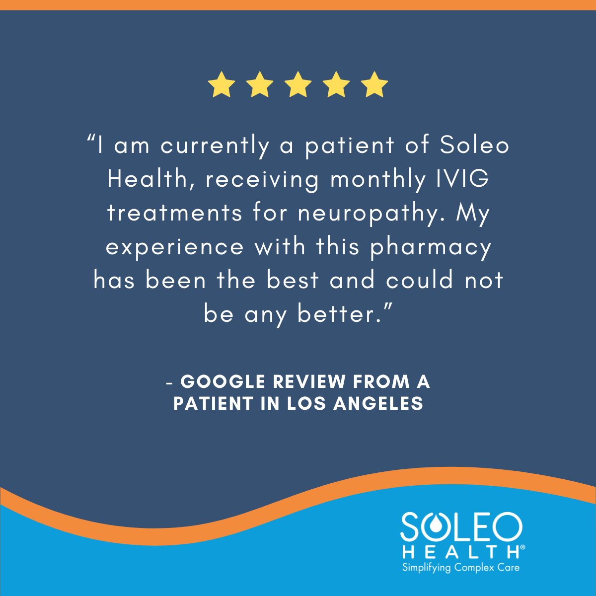 soleohealth's tweet image. For patients managing monthly IVIG treatments, consistency and exceptional care are essential. Reviews like this fuel our passion for simplifying complex care.

 #IVIGTherapy #NeuropathyTreatment #SimplifyingComplexCare #PatientTestimonial #LosAngelesHealthcare #SpecialtyPharmacy