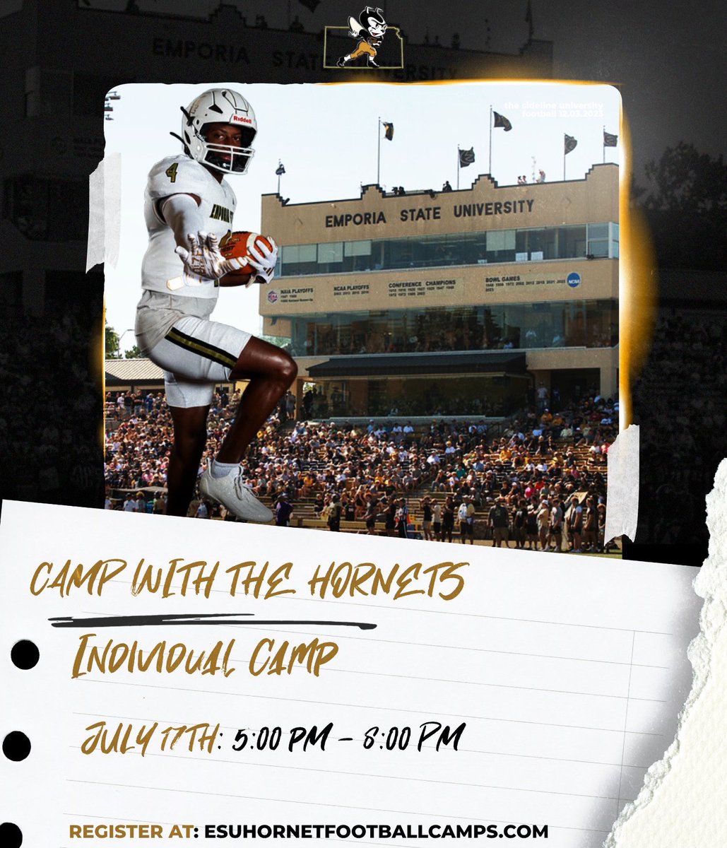 🚨 Recruits 🚨 

This is your last chance to camp with the Hornets this summer! 🐝 🐝🐝

Can't be over looked if you attend and show out! 👀

Sign up now!!! - esuhornetfootballcamps.com