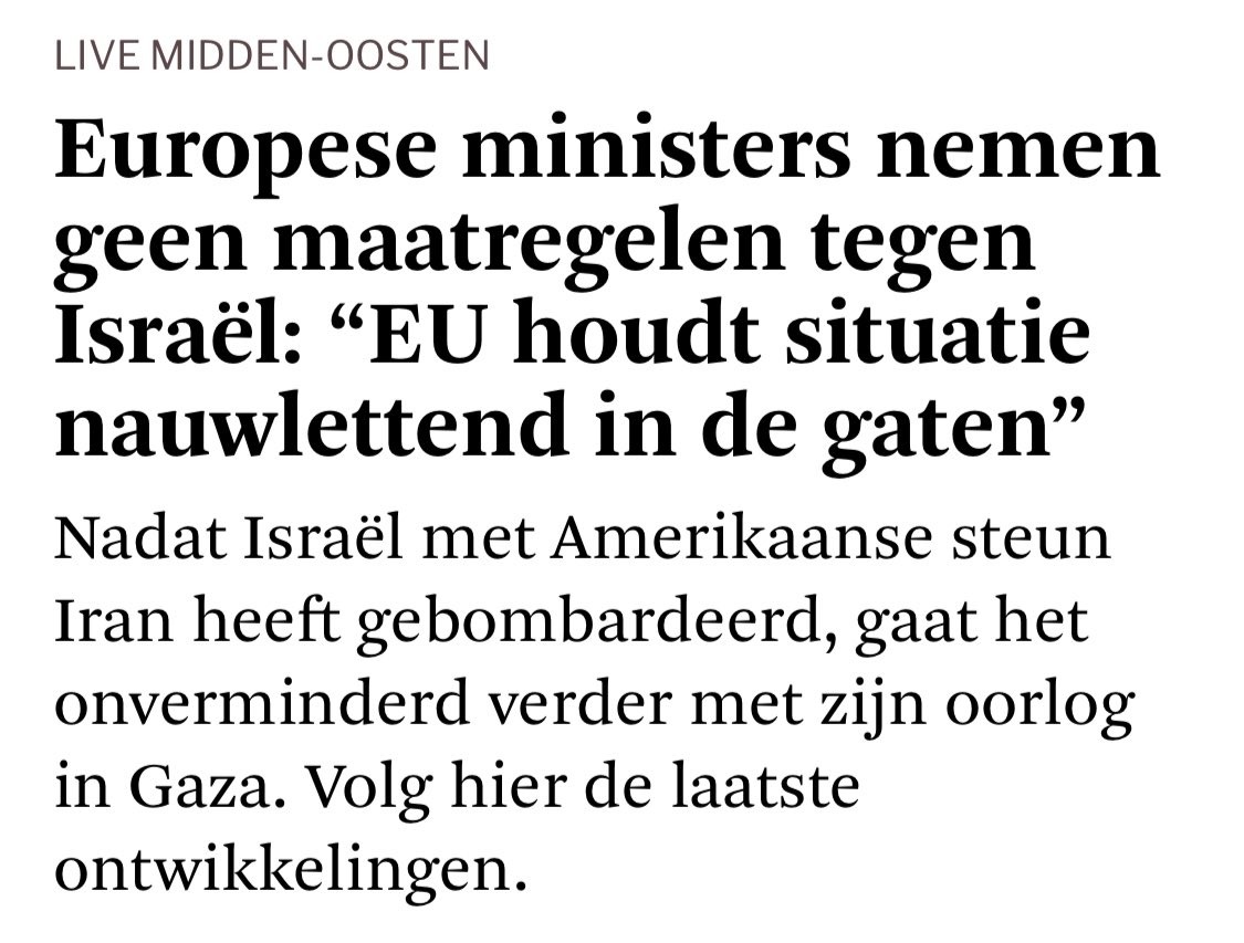 👎🏻 Daarnet werd op de Raad Buitenlandse Zaken beslist om niks te beslissen. Zoals Rudy Vranckx het terecht stelde, moet Europa dringend in de spiegel kijken bij zoveel leed in #Gaza. 

Een voorzichtig akkoord over bijkomende humanitaire steun aan Palestijnen is slechts een doekje