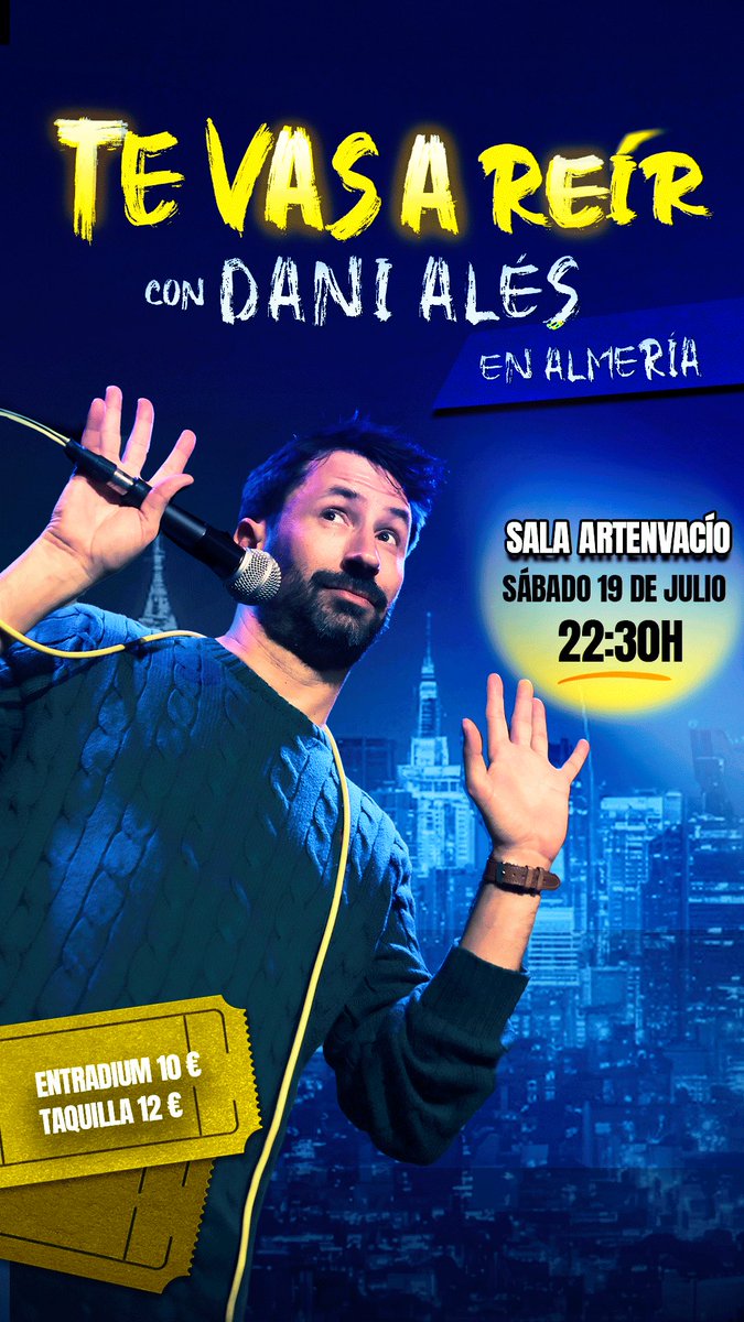 ¡Almería! Este sábado 'Te vas a reír' en la sala Artenvacío. Entradas, aquí: entradium.com/events/stand-u…