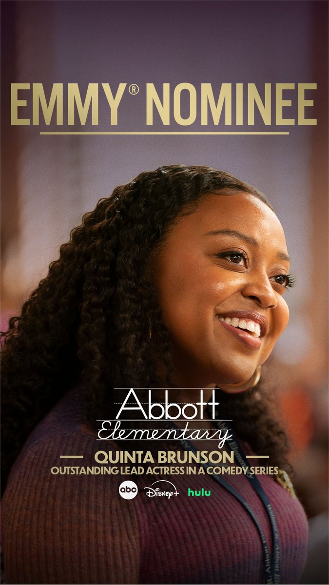 AbbottElemABC's tweet image. Main character energy 🌟 Congratulations to the extraordinary Quinta Brunson for her #Emmy nomination for Outstanding Lead Actress in a Comedy Series! #EmmyNoms #Emmys