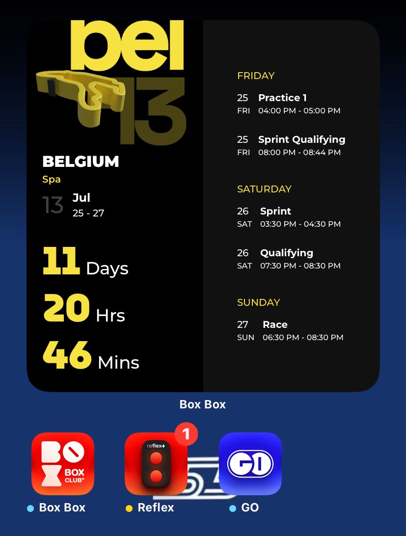 BoxBox_Club's tweet image. Day 1 of posting one feature from our app until every @F1 fan on this planet knows we exist 😤🏎️
- Race Schedule widget- get the entire race schedule in your own timezone! (3 sizes and 6 themes available)
#boxboxclub #f1widgets #widgetsapp #iosapp #androidapp #f1 #formula1