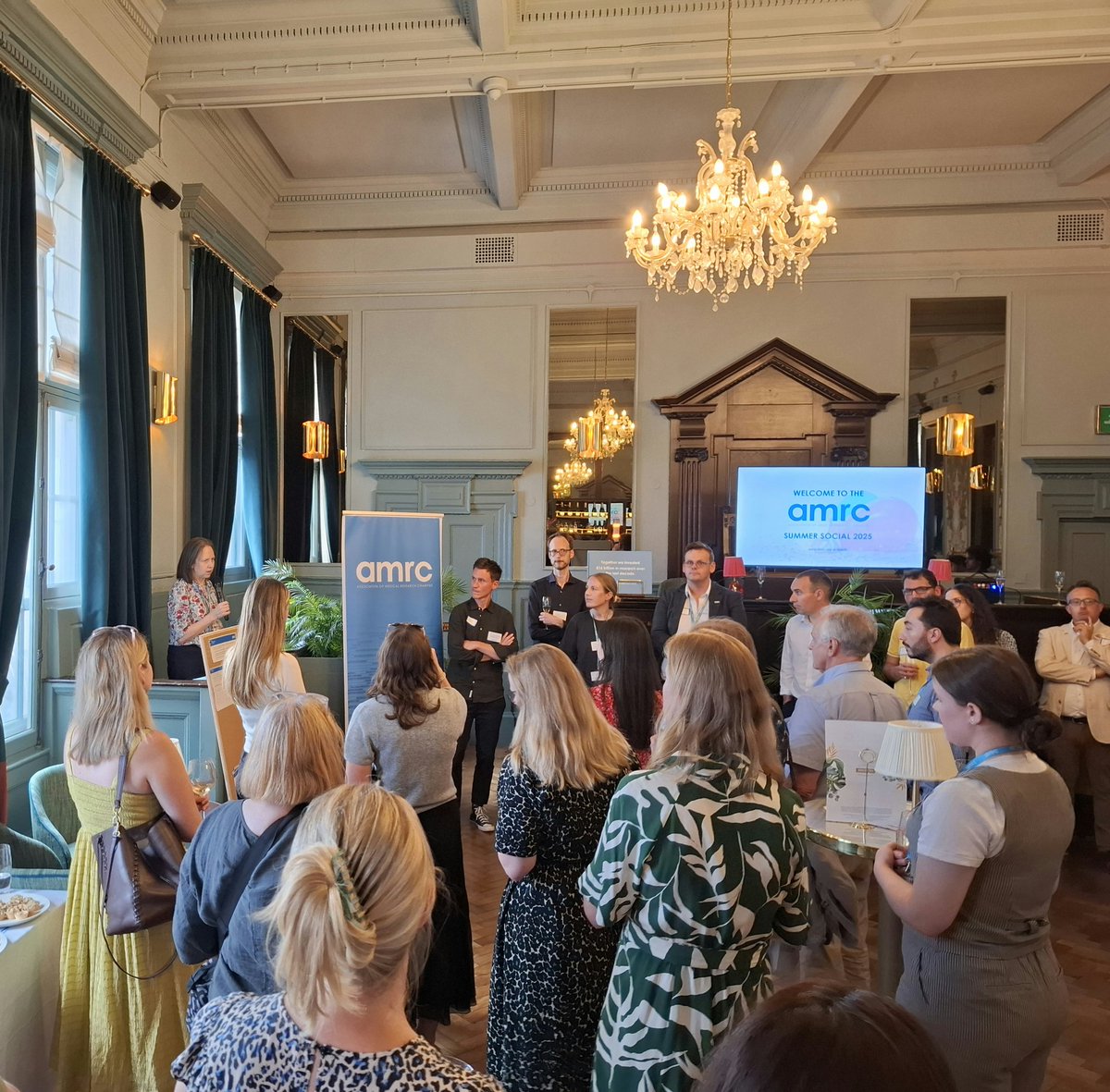 AMRC's tweet image. The AMRC #SummerSocial25 has officially kicked off with a speech from our CEO @NMRPerrin! Lots of connections being made and even the sun has come out to join us! 🌞