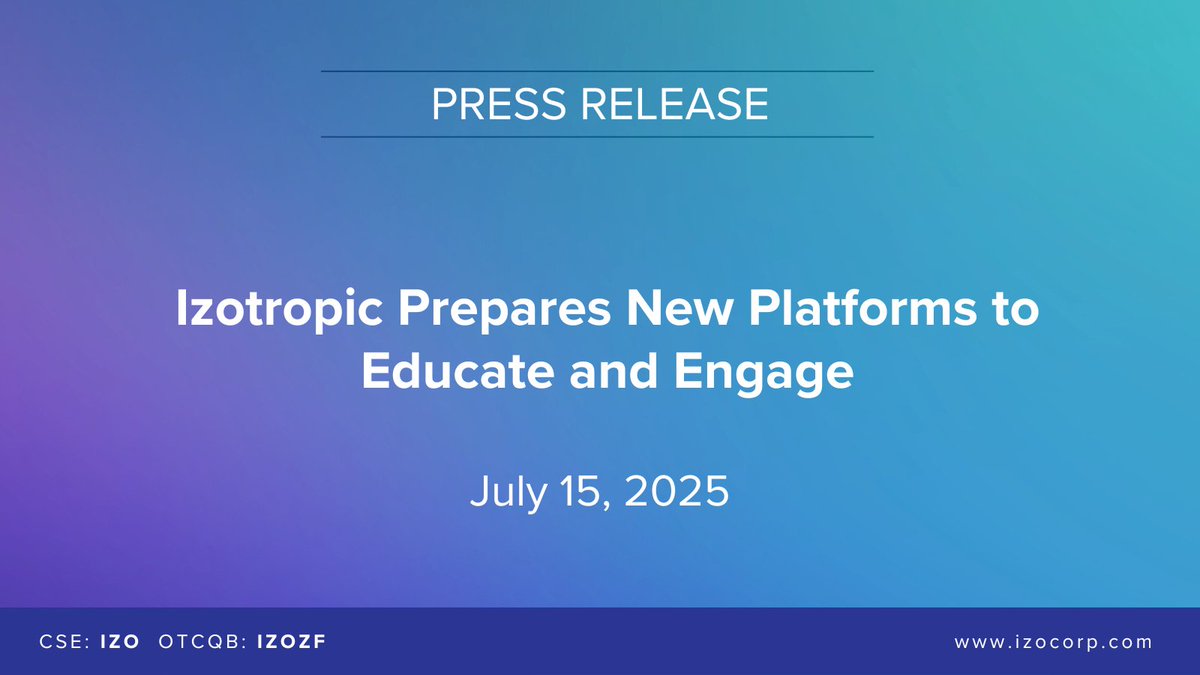📢 Izotropic launches strategic awareness initiatives ahead of IzoView commercialization.

New investor-focused platforms, including a podcast and breastCT.com, are in development to support upcoming milestones.

🔗 Read more: izocorp.com/site/assets/fi…

#BreastCT