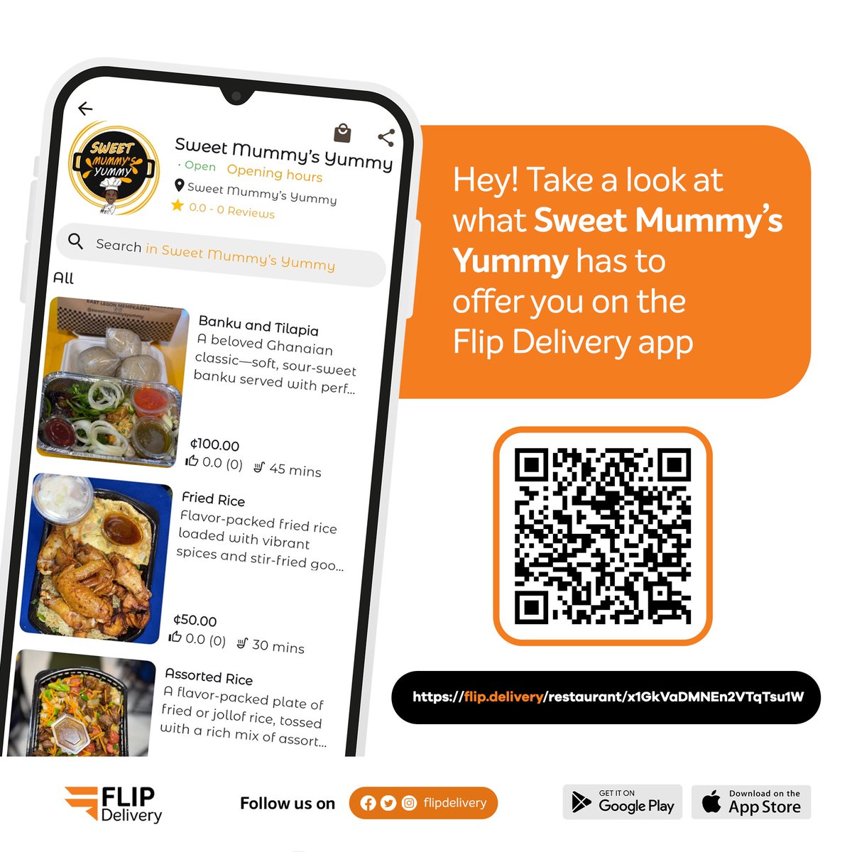 FlipDelivery's tweet image. Sweet Mummy’s Yummy didn’t come to play:
Banku? Soft.
Tilapia? Seasoned.
Fried rice? Certified.
You? Still thinking about what to eat? 😩
Fix it with Flip.
#SweetMummysYummy #FlipDelivery