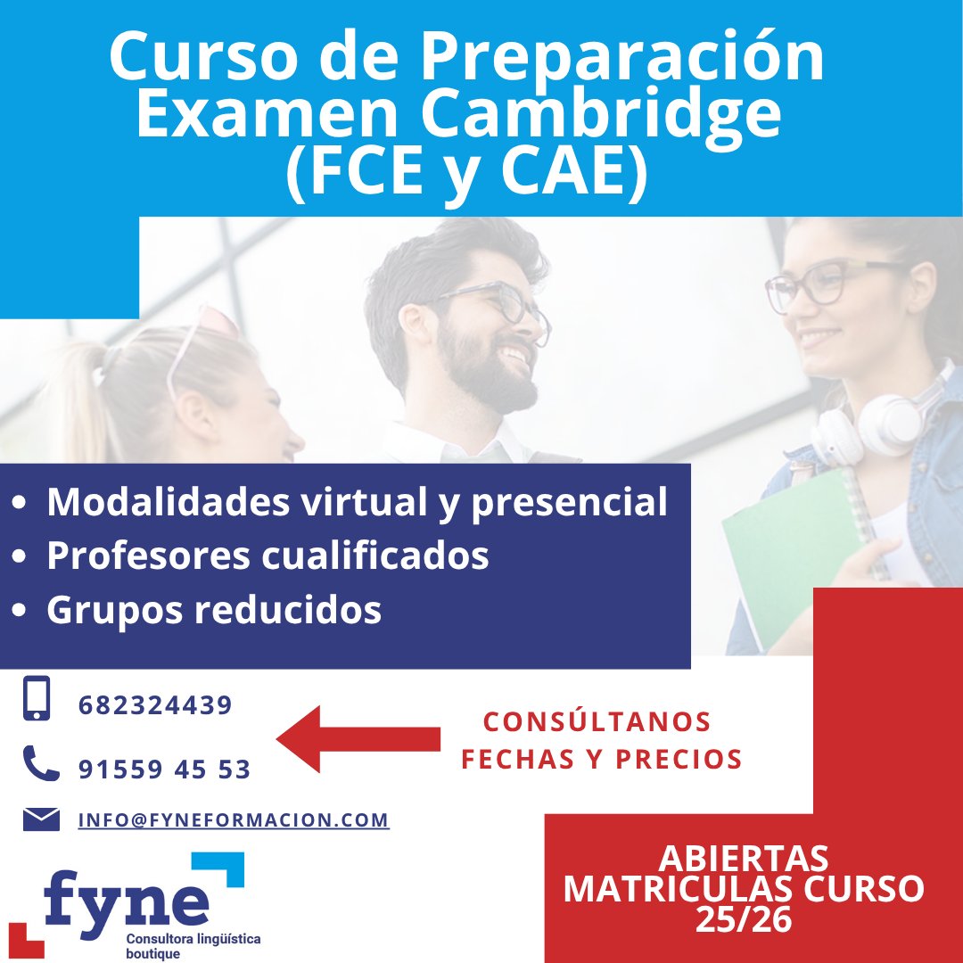 Curso de Preparación para Examen #Cambridge
Abre puertas a universidades, empleos y programas internacionales en más de 130 países 🌎

✔️Clases dinámicas y enfocadas en las 4 habilidades del examen.
✔️Material de estudio
✔️Grupos reducidos
¡matrículas abiertas! 🚀Cupos limitados