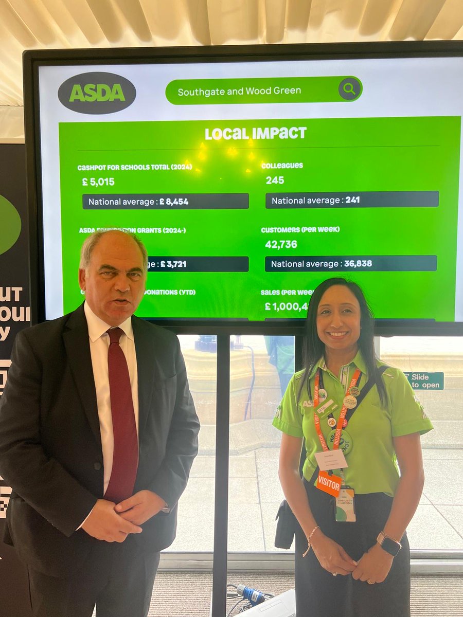 BambosMP's tweet image. It was wonderful to mark 60 yrs of ASDA in the UK & meet Sejal & Washington from the Southgate store in Parliament 💚
Great to discuss @asda's community action in Southgate & Wood Green, their partnership with @Parentkind, & celebrate the £5015 raised & donated to local schools.