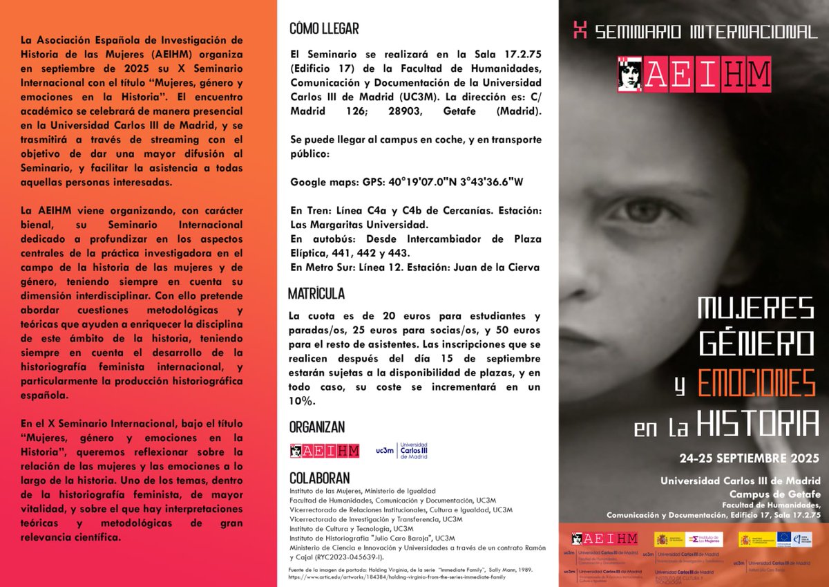 Podéis consultar toda la información sobre localización, programa, comités y matrícula en el siguiente enlace: aeihm.org/actividades/x-…

¡Nos vemos en la Universidad Carlos III de Madrid los días 24-25 de septiembre!