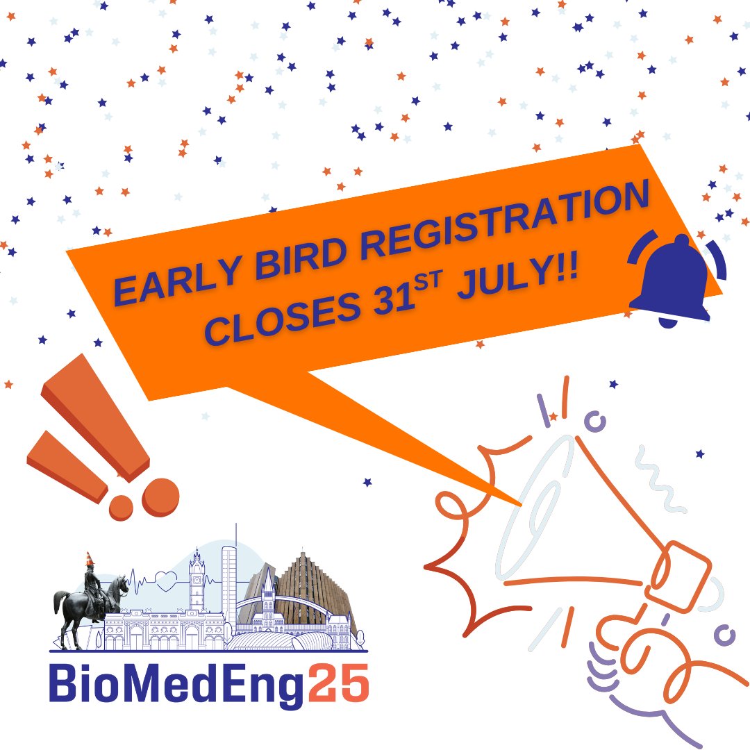 BioMedEngAssoc's tweet image. ❗EARLY BIRD DEADLINE❗
Reminder that early bird registration rate finishes on Thurs 31st July!! 📝
We also have preferential hotel rates and delegate offers available on our website below 👇
For further details on speakers, registration, and more: biomedeng.org/biomedeng25