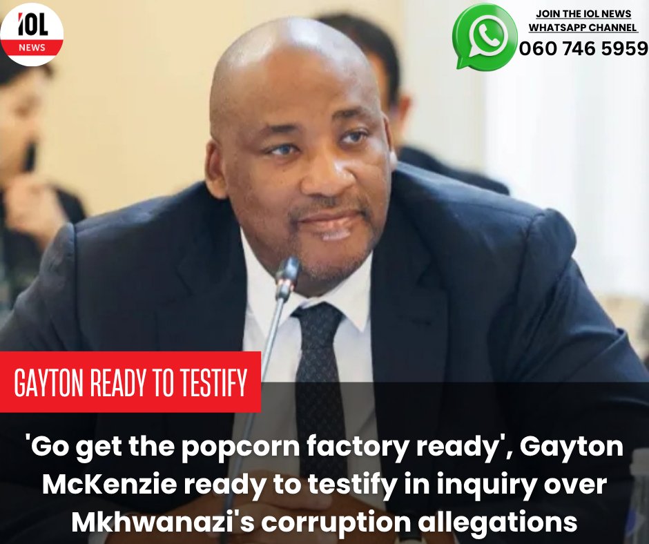 IOL's tweet image. Sports Minister Gayton McKenzie said that he is willing to testify in the judicial commission of inquiry which will be established to investigate claims by KwaZulu-Natal Police Commissioner Lieutenant-General Nhlanhla Mkhwanazi.
#news #GaytonMcKenzie #testify #inquiry…