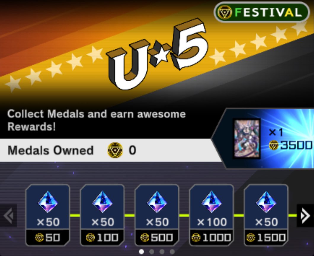 YGOMasterDuel's tweet image. The "UNDER☆5" event has started in #YuGiOhMASTERDUEL. Duel in the event to gather Medals! The more Medals you get, the more awesome rewards you can earn.