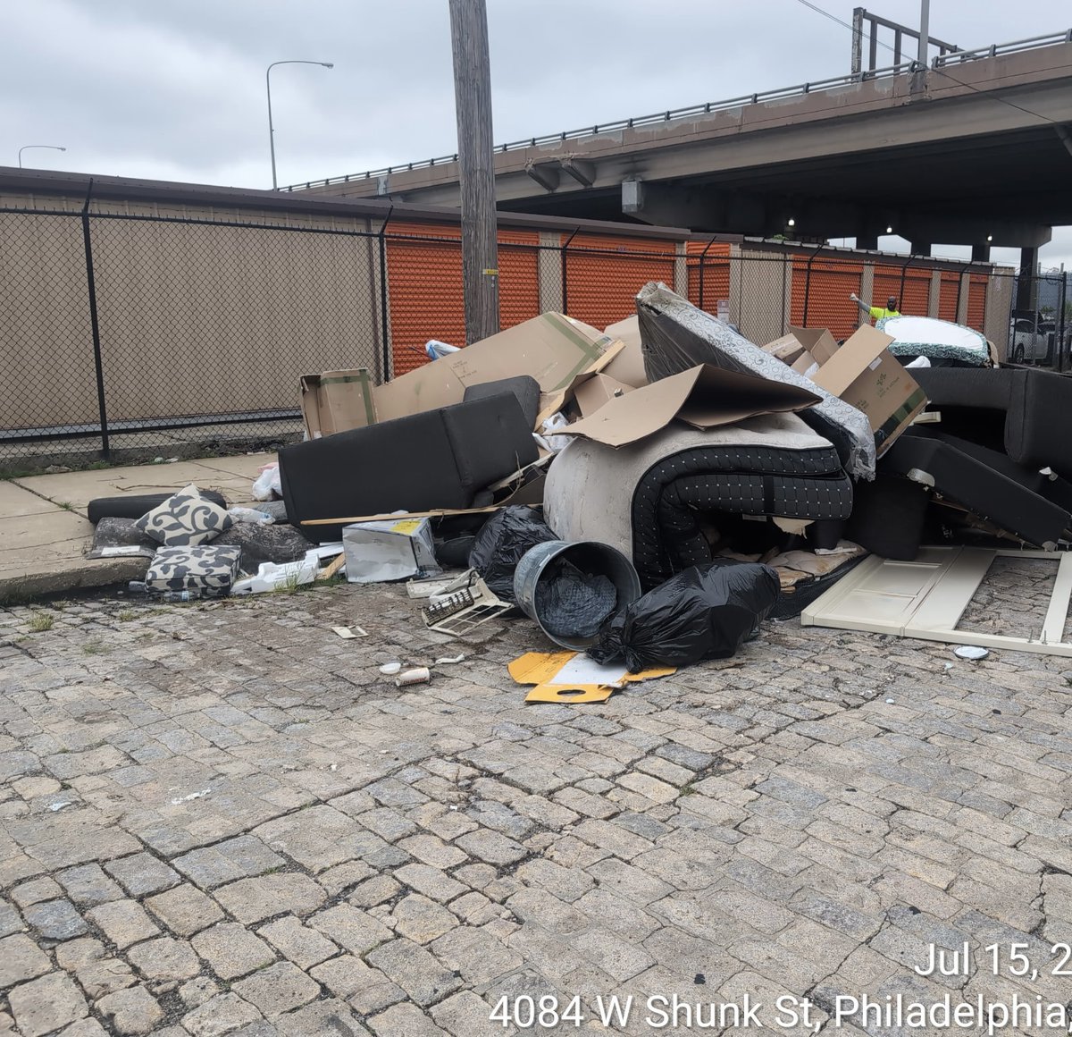 PhilaSanitation's tweet image. Crews continue to address illegal dumping piles that popped up in neighborhoods during the work stoppage. Here's a look at cleanup efforts at Comly and Frankford, 100 E. Shunk St, and 2900 Montgomery Av.