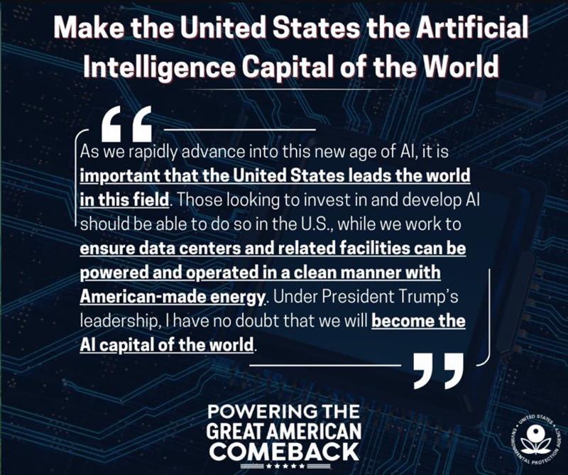 EPA's tweet image. Today, @epaleezeldin is in Pittsburgh with @POTUS and @SenMcCormickPA to highlight the importance of American leadership in AI. As we accelerate advancements in AI and expand data centers, unleashing American energy will be key to powering our future.
