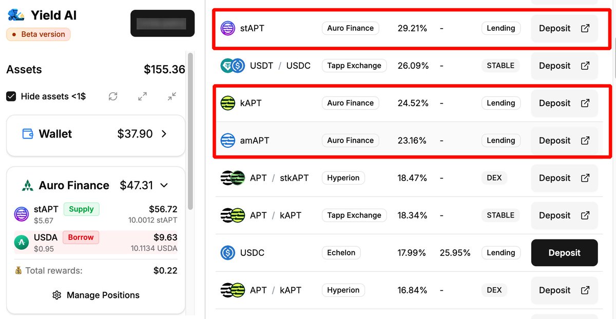 FinKeeper's tweet image. Weβve leveled up our integration with @AuroFinance_ π οΈ
β
Claim rewards right from the dashboard π₯
β
Explore available pools with live APRs
Making Aptos DeFi even more effortless β‘π
π Try it now: ai.finkeeper.pro