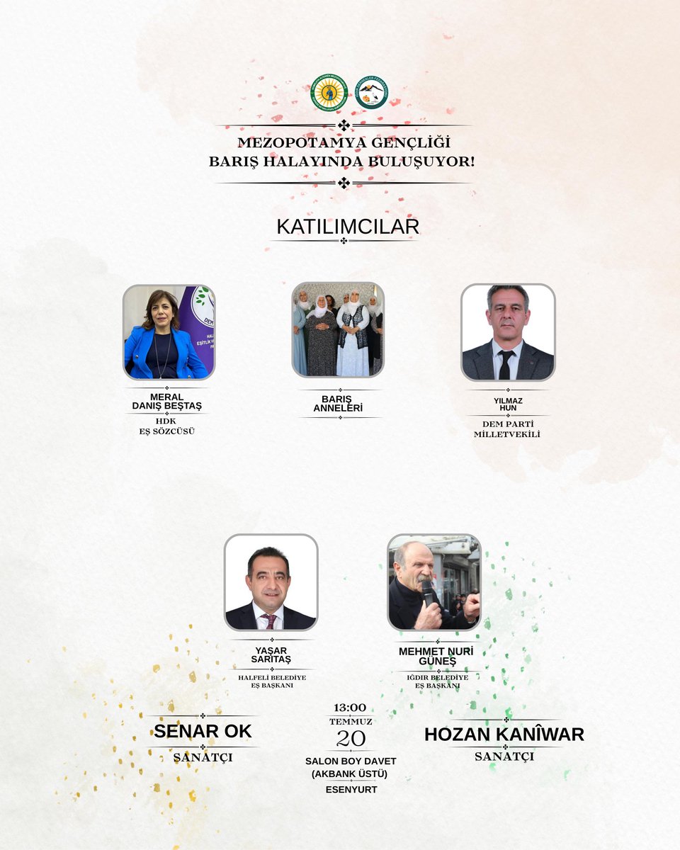 Metader_'s tweet image. Demokratik Toplum Şiarıyla Barış ve Kardeşliğe Çağrı
Toplumsal barışa ve halkların kardeşliğine katkı sunmak amacıyla, Mezopotamya Taraftarlar Derneği ile Iğdır Dernekler Federasyonu’nun ortaklaşa düzenlediği etkinlikte bir araya geliyoruz. Demokratik toplum ilkesinden güç…