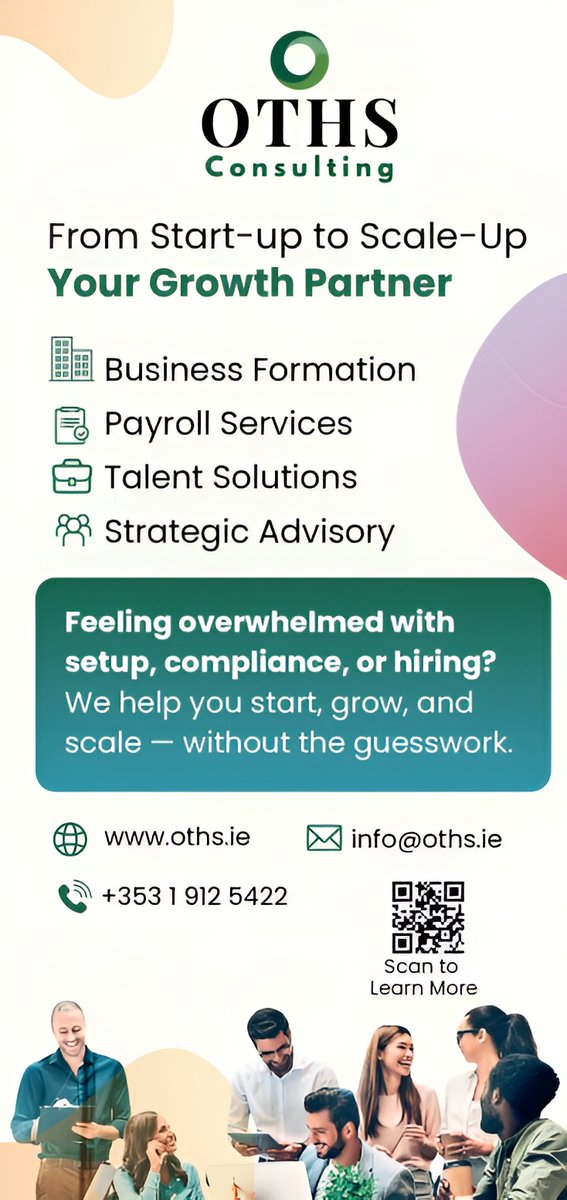 OTHS Consulting (@othsconsulting) on Twitter photo At OTHS Consulting, we help businesses:
✔ Start smart
✔ Stay compliant
✔ Scale with confidence
👉 Learn more: oths.ie
📞 +353 1 912 5422
📩 info@oths.ie
#BusinessGrowth #PayrollMadeSimple #StartupSupport #SME #IrelandBusiness #OTSConsulting At OTHS Consulting, we help businesses:
✔ Start smart
✔ Stay compliant
✔ Scale with confidence
👉 Learn more: oths.ie
📞 +353 1 912 5422
📩 info@oths.ie
#BusinessGrowth #PayrollMadeSimple #StartupSupport #SME #IrelandBusiness #OTSConsulting