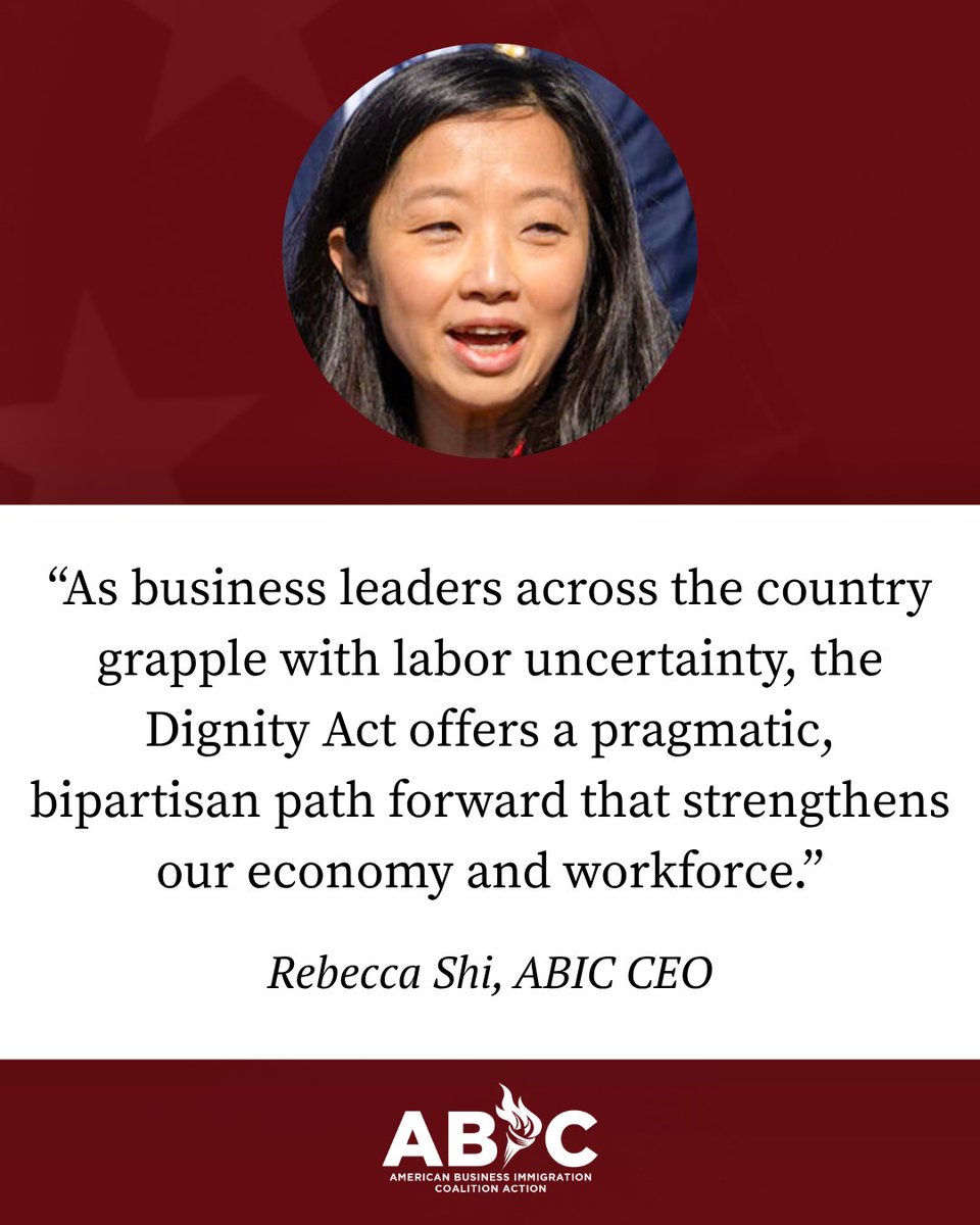 ABICaction's tweet image. BREAKING: the Dignity Act has been reintroduced in Congress by @RepMariaSalazar (R-FL-27) and @RepEscobar (D-TX).
ABIC Action welcomes the opportunity for legislators on both sides of the aisle to come together and support the immigration reform our country so desperately needs.
