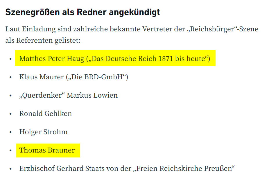 schwurbelwatch's tweet photo. Neben #MatthesHaug (dessen Veranstaltung 2022 von #BodoSchiffmann und #WolfgangGreulich auf Telegram beworben wurde) wurde auch Desinformationsverbreiter #ThomasBrauner (befreundet mit dem Holocaustleugner Nikolai Nerling) als Redner angekündigt.
https://t.co/Nr7cvxCgzS https://t.co/2oP8RbKPlD