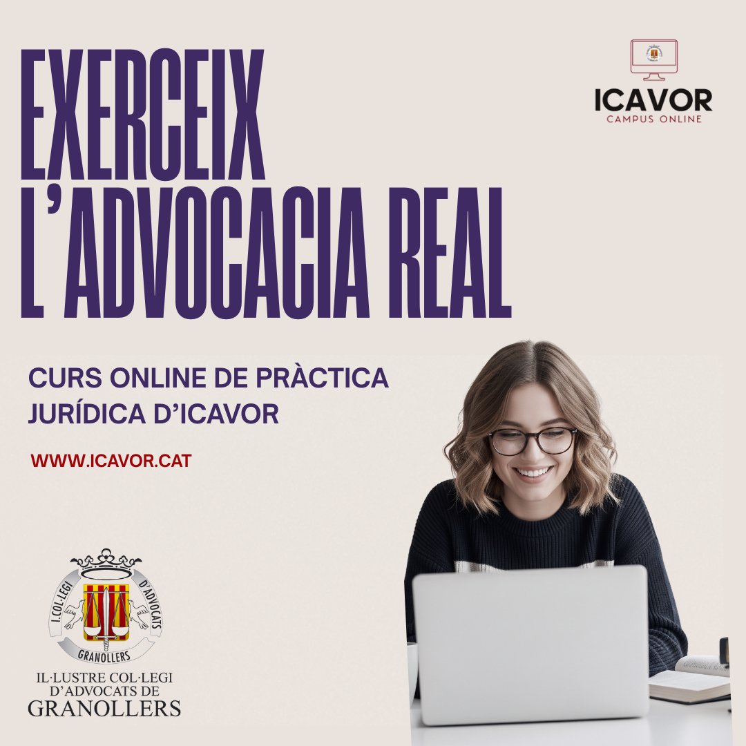 🚀 Edició 2025/26 Oberta!
Converteix-te en l'advocat/da que vols ser amb el Curs Pràctica Jurídica Online <a href="/icavor/">Icavor</a> 
📅 Inici: 29 de setembre
💡 Formació real, pràctia, útil i adaptada al teu ritme
💸 Descomptes disponibles! 👇

icavor.cat/index.php/epj/…