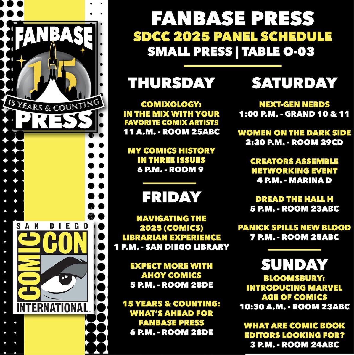 Fanbase Press (@fanbase_press) on Twitter photo Headed to #SDCC? Here are #AllThePanels where you'll find the Fanbase Press' <a href="/barbrajdillon/">Barbra J. Dillon</a> & <a href="/ComicBookSlayer/">Bryant Dillon</a>! (<a href="/Comic_Con/">Comic-Con International</a>) #FPSDCC #SDCC2025 Headed to #SDCC? Here are #AllThePanels where you'll find the Fanbase Press' <a href="/barbrajdillon/">Barbra J. Dillon</a> & <a href="/ComicBookSlayer/">Bryant Dillon</a>! (<a href="/Comic_Con/">Comic-Con International</a>) #FPSDCC #SDCC2025