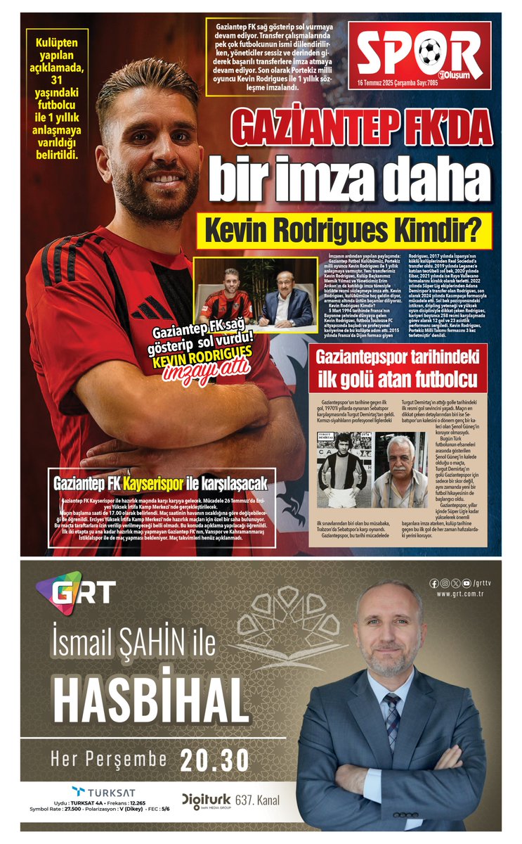 Gazetemizin tüm sayfalarını aşağıdaki E-Gazete linkini tıklayarak takip edebilirsiniz.
gaziantepolusum.com/arsiv/2025-07-…