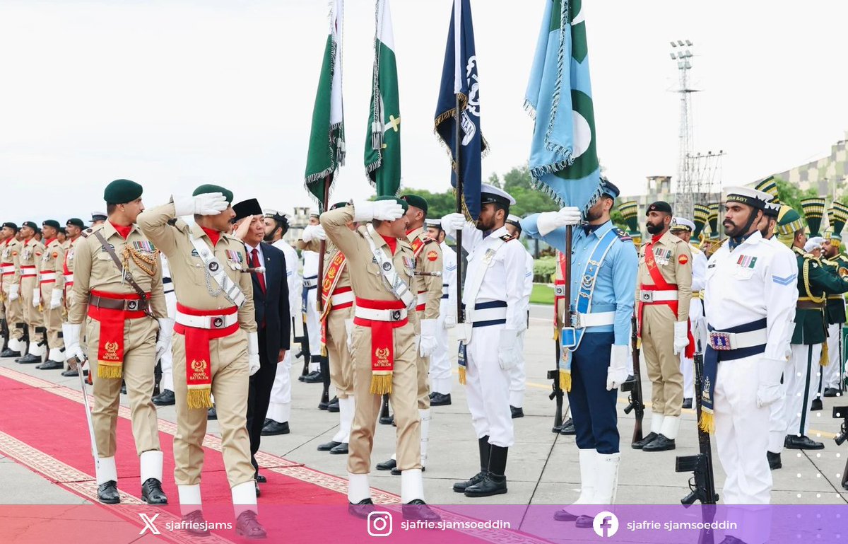 sjafriesjams's tweet image. Saya tiba di Pakistan dalam rangkaian kunjungan kerja ke luar negeri selanjutnya (Selasa, 15 Juli 2025). Setibanya di Pakistan, mendapat sambutan resmi Jajar Kehormatan Militer dari Pemerintah Pakistan.