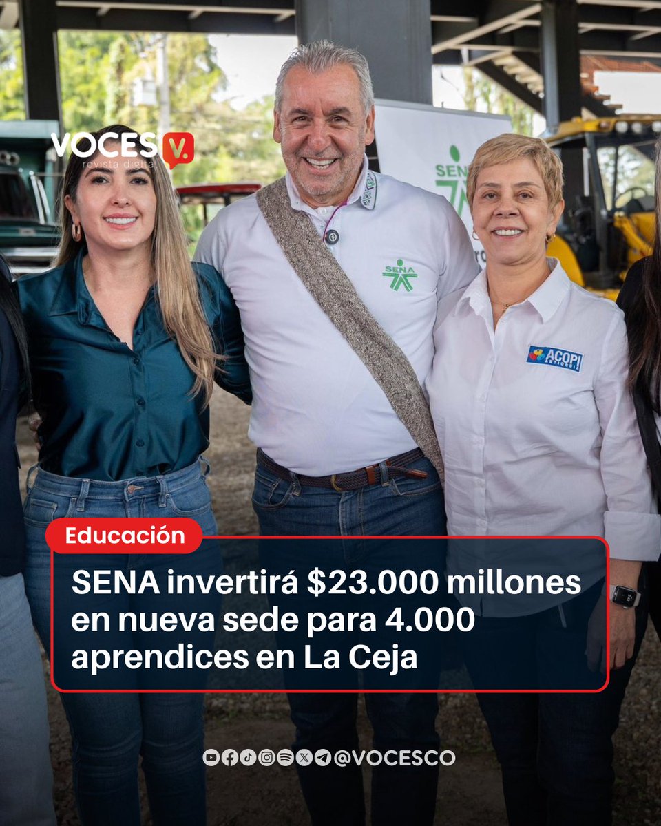 vocesco's tweet image. #Voces | Reinician obras del @SENAComunica en La Ceja. La nueva sede beneficiará a más de 4.000 aprendices por semestre con programas técnicos en agroindustria, turismo e industria.